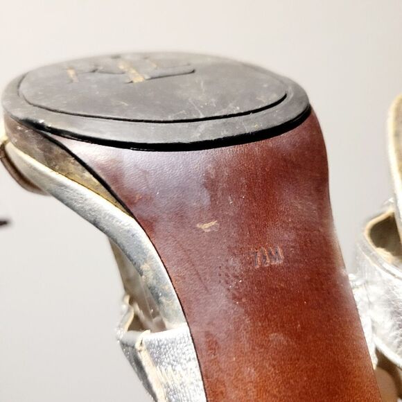 2/$20 Vintage Y2K Ralph Lauren Silver High Heels Shoes Size: 7.5M US - Picture 6 of 7
